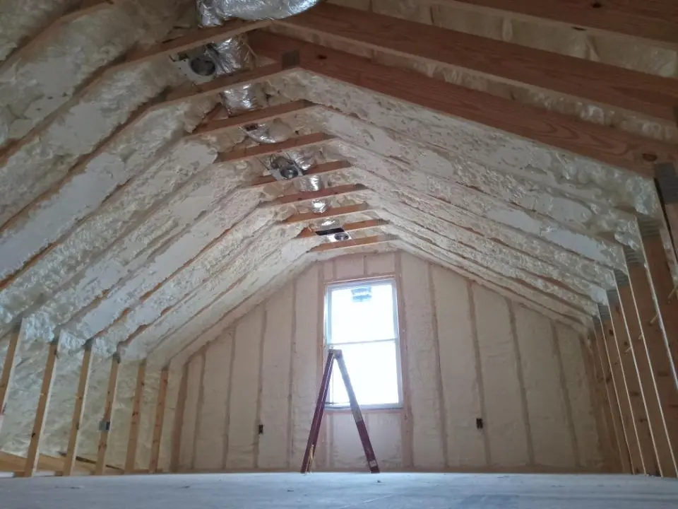 Spray foam roofing application for Crawl Space Insulation project in Spirit Lake